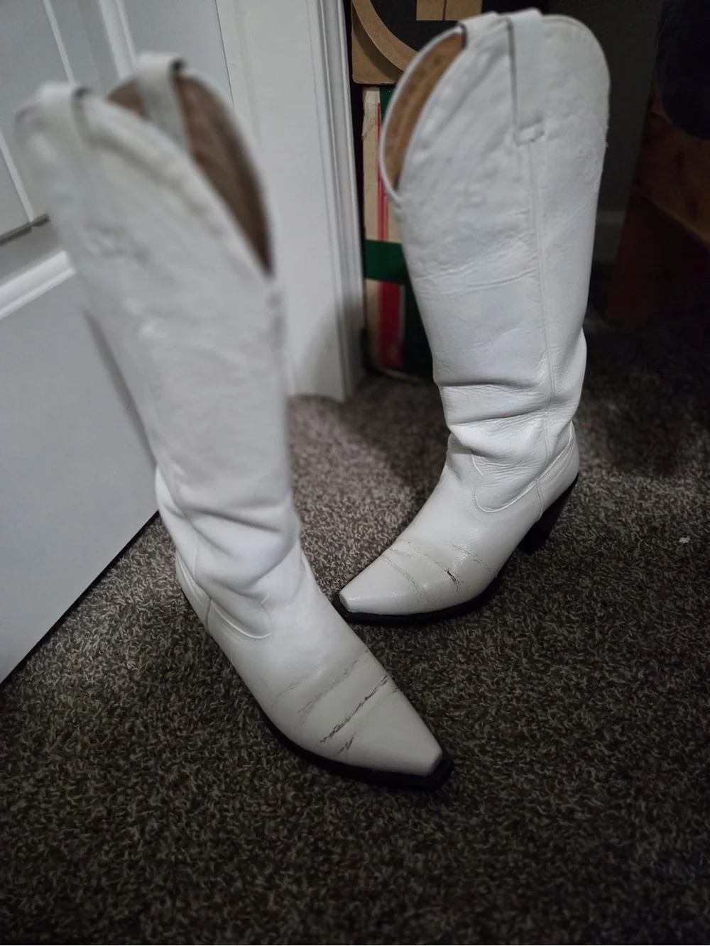 White Women's Knee-High Western Boots